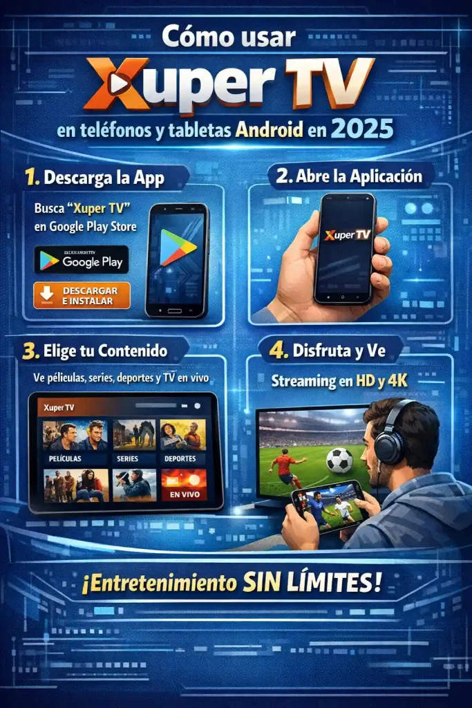 Cómo usar Xuper TV en teléfonos y tabletas Android en 2026 2 Cómo usar Xuper TV en teléfonos y tabletas Android
